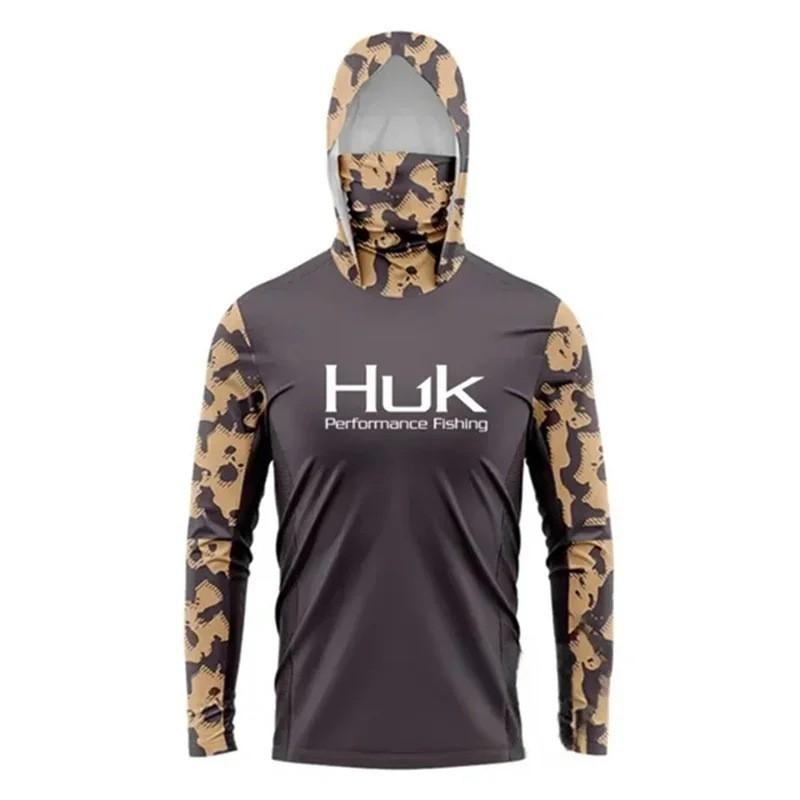 Huk Camouflage Sunscreen Fishing Clothes Mask Collar Outdoor Hoodie Light Long-sleeved Luatui 5XL