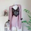 2026 Spring/Summer Ice Silk Lace Nightgown Set for Women with Chest Pads - Sexy and Luxurious Two-Piece Homewear Pajamas