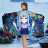 Cute Virtual G-Gawr Gura Microfiber Printed Beach Towel Mountain Climbing Yoga Beach Swimming Running Absorbent Soft Towel
