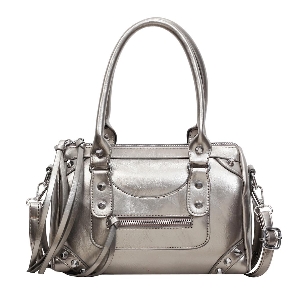 Borsa a Spalla Grande Capacità Monocolore Vintage