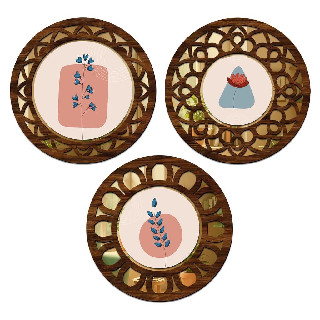 Wooden Mirror Style Modern Art Wall Décor Items for Living Room | Home Décor Items | Room Decortaion Items for Bedroom | Home Décor