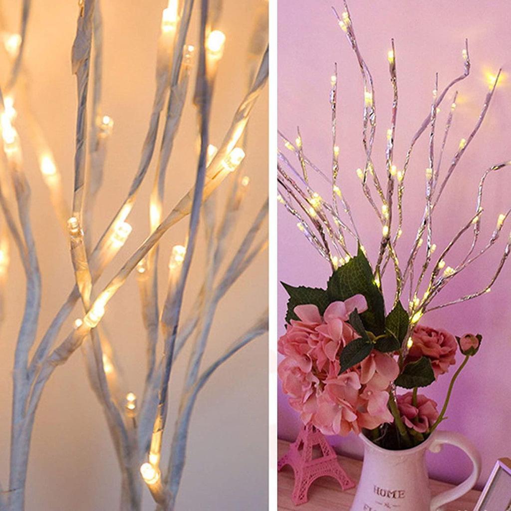 1 PC White Birch Branch Lights Battery Operated 50 LED Fairy Lights Willow Branches for Home Bedroom Inside Outdoor Decoration