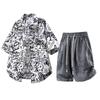 Men's Casual Sports Suit Summer Trendy Brand Versatile Short-Sleeved Shirt and Shorts Two-Piece Set