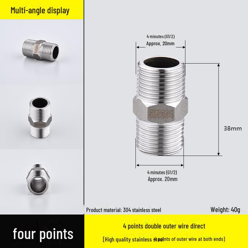 Four-Way Stainless Steel Inner and Outer Thread Elbow Reducer for Water Pipes