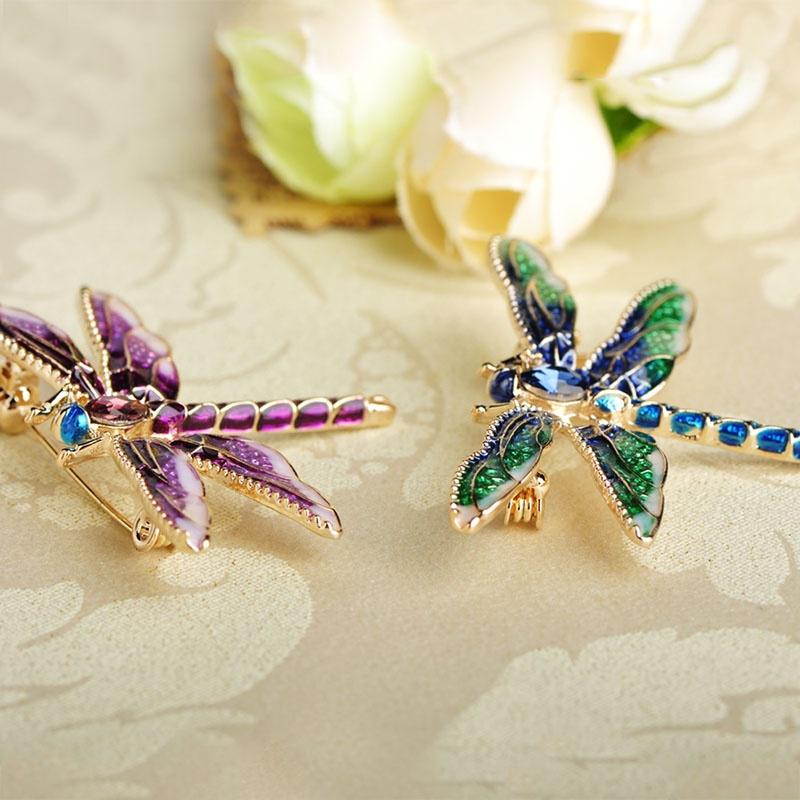 Enamel Dragonfly Fly Brooches Zinc Alloy Insect Brooch Pins For