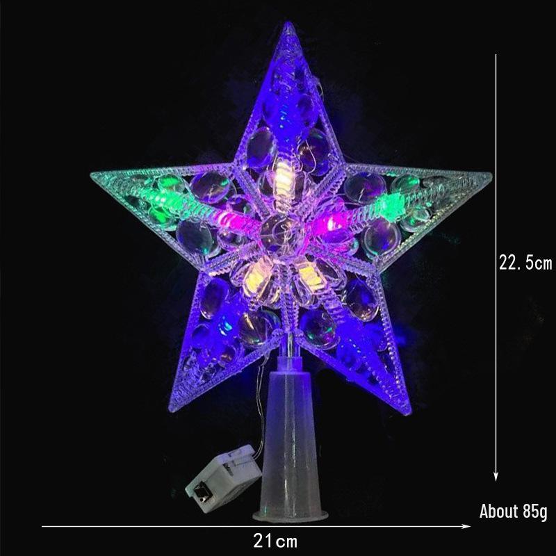 Festive Luminous Star Tree Topper - Transparent Lighted Five-Pointed Star for Christmas Decoration