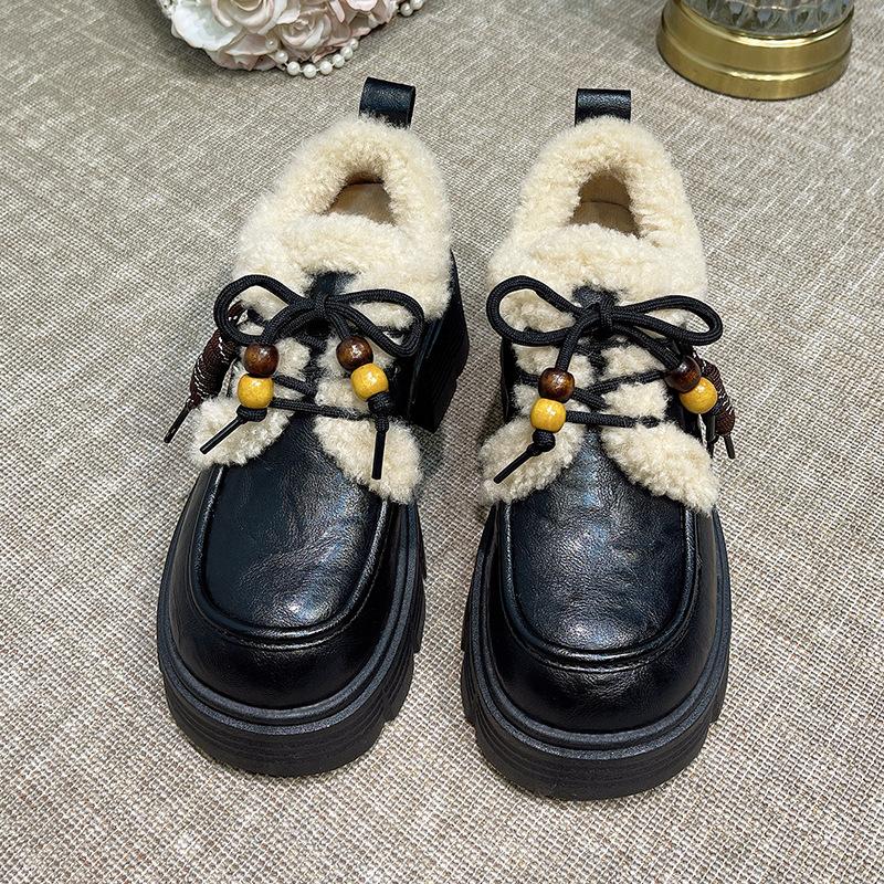 Sheepskin version bag head platform sandals hollowed Mary Jane shoes 2025 new summer mesh hole woven pig cage shoes