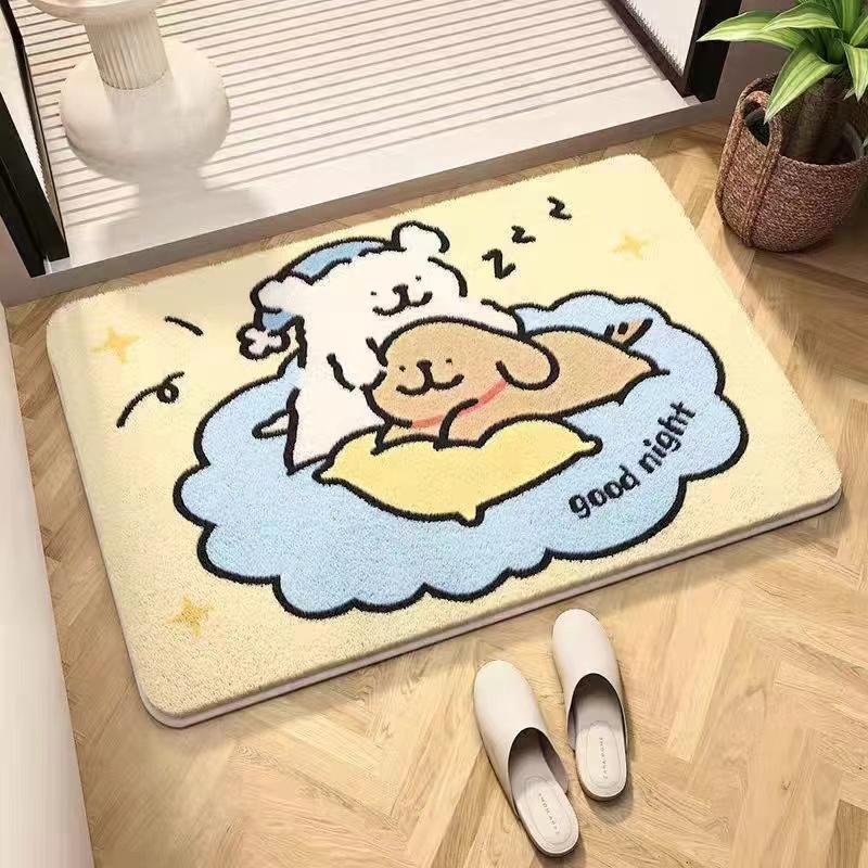

Новый милый мультяшный фруктовый щенок, коврик для ванной из искусственного кашемира, водопоглощающий, нескользящий, бытовой коврик для пола 40X60cm 15.7X23.6in