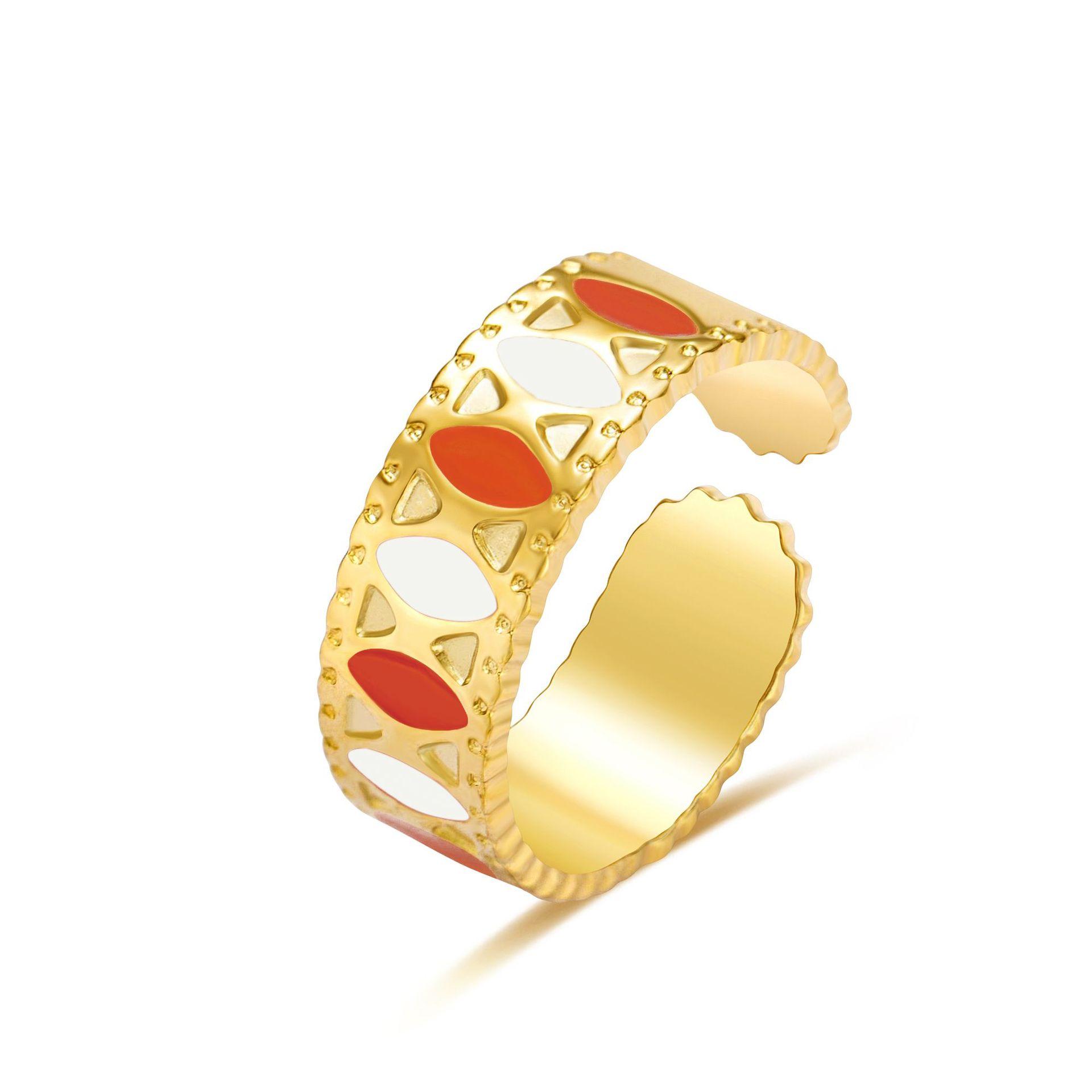 

Drip Ring Stainless Steel French Retro Gradual Change Color Opening Design Titanium Steel Ring Non-Fading Hand Jewelry