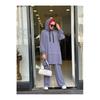 Women's Hooded Zippered Sleeves Elastic Wide Leg Pants Suit
