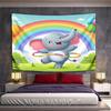 "Happy Elephant with Rainbow and Balloons" Pattern Wall Hanging Tapestry Decorative Tapestry Home Decor for Bedroom and Living Room
