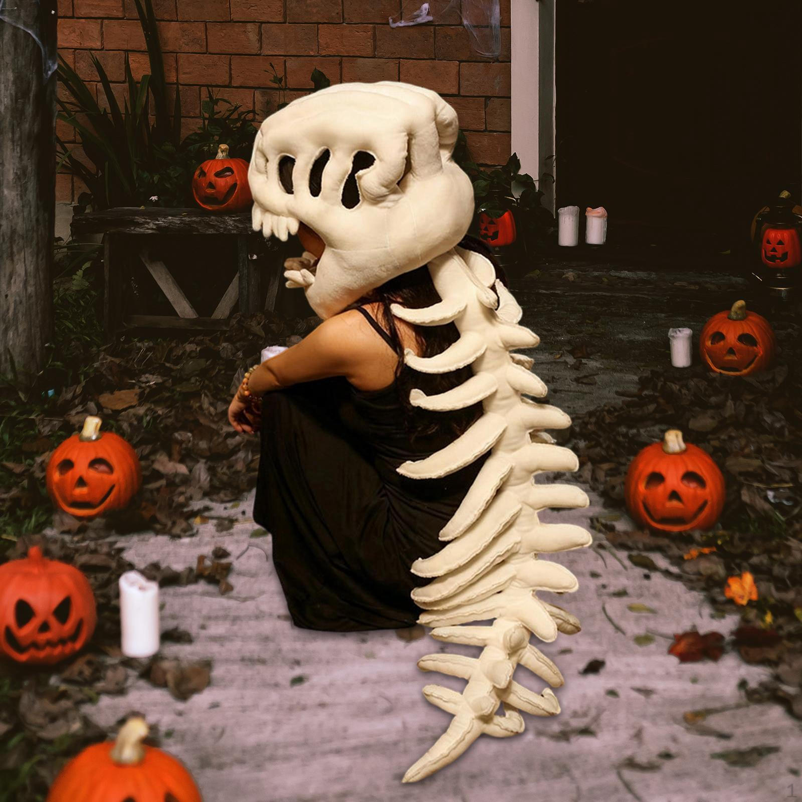 

Dinosaur Skeleton Children s Costume with Embossed Detail, Prehistoric Bone Themed Jumpsuit,