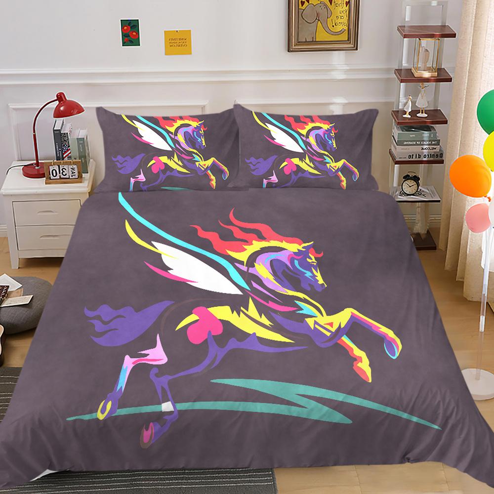 2023 New Style Unicorn Painting Soft Bedding Cover Set Duvet Cover Sets Unique Design Children Kids Teens Bedclothes Pillowcase