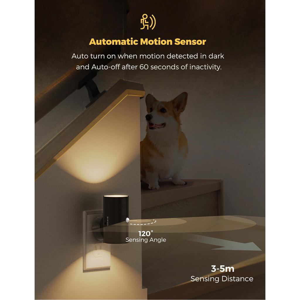 Motion Sensor LED Night Light with Dimmable Ambient Lighting for Bedroom