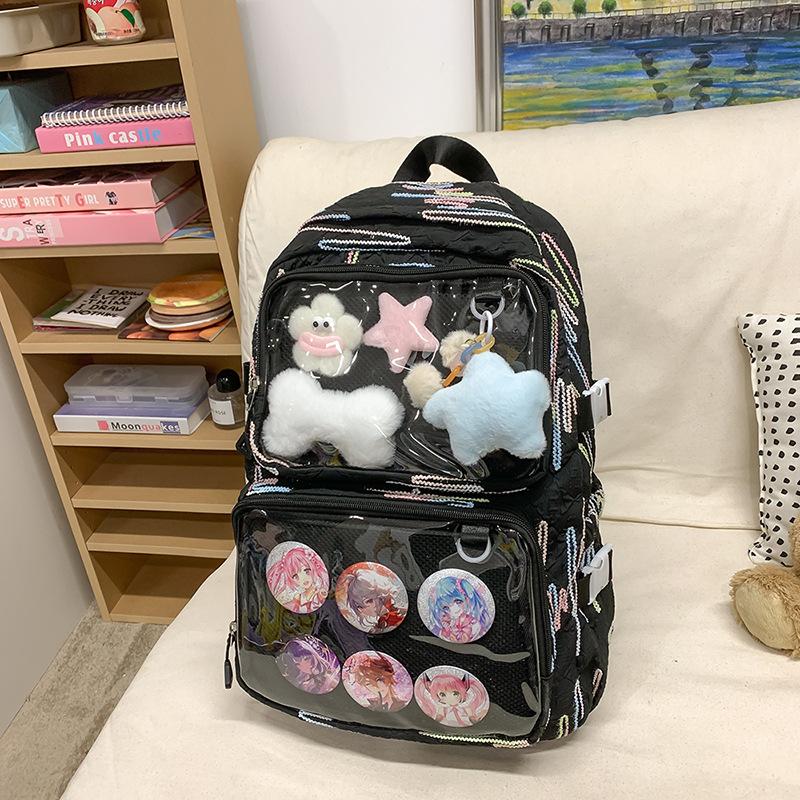 Schoolbag New Transparent Backpack Lightweight and Simple Junior High School Student Schoolbag Japanese Leisure Large Capacity Cute Pain Bag