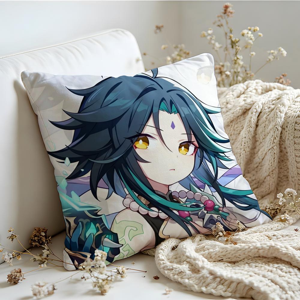 Cushion Cover  Linen  SkinFriendly Soft Decorative Case For Sofa Home Decor Cartoon Honkai Impact Cute Pillow Cover