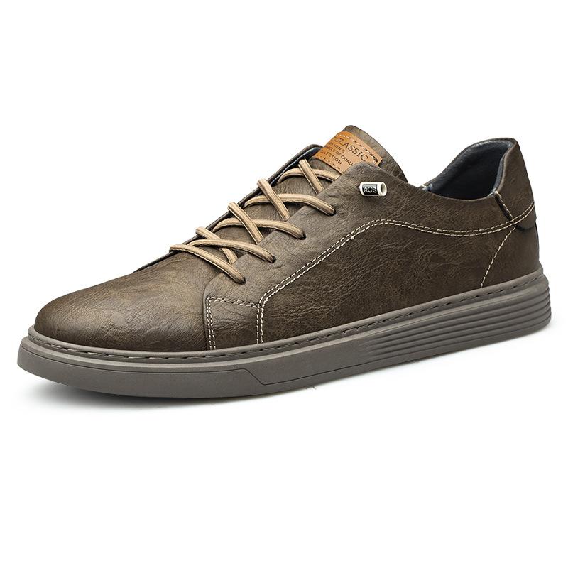

82127 Men S And Women S Shoes Board Shoes Loafers Low-Top Cowhide Flat-Soled Skateboard Sports Shoes Couple Casual Shoes 36 хаки