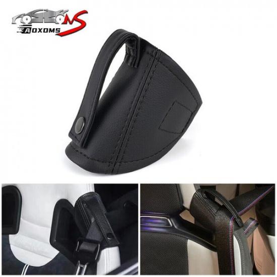 Black PU Leather Car Bucket Seat belt Guide Safety Seat Belt Holder Protector