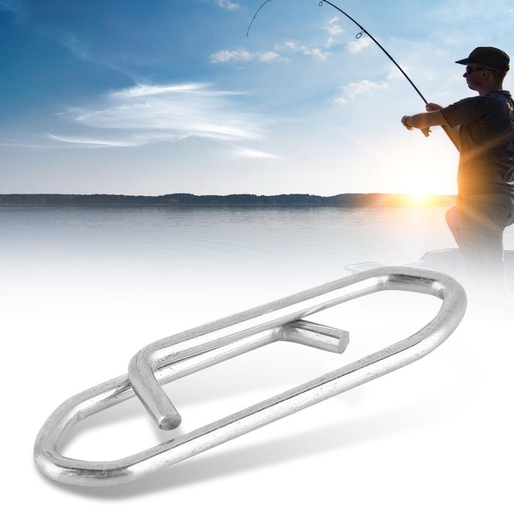 100pcs Stainless Steel Fishing Safety Snaps Clip Interlock Line Terminal Tackle Accessory S