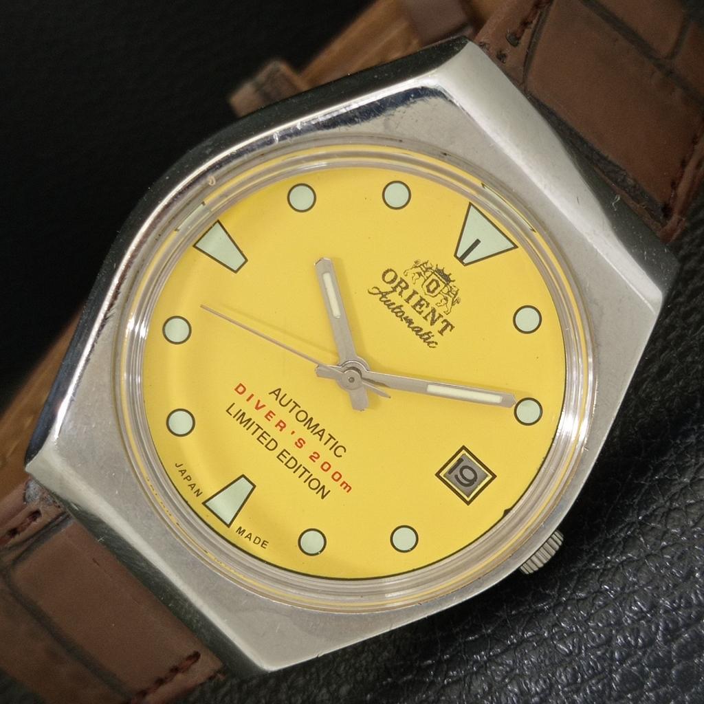 

ВИНТАЖНЫЕ МУЖСКИЕ ЧАСЫ ORIENT AUTOMATIC 46941 JAPAN С ЖЕЛТЫМ ЦИФЕРБЛАТОМ a701801-5 R207-a701801