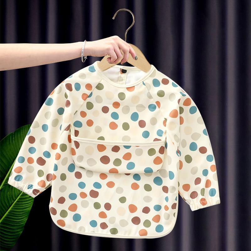 1PC Baby Long Sleeve PU Overalls Wear Waterproof Food Dirty Oil Feeding Suitable For Male And Female Children Bibs