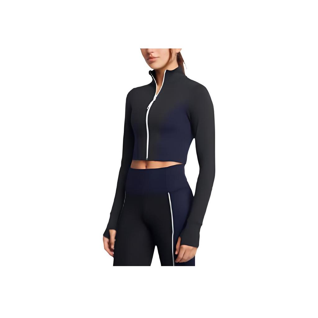 Under Armour Project Rock Johnson Lets Go Short Slim Fit Training Long Sleeve Cropped Jacket Women Jackets Black 1380194-002