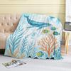 Watercolor Whale Fleece Blanket,Ocean Sea Life Coral Fish and Seahorse Throw Blankets,Soft Cozy Lightweight, Ideal for B