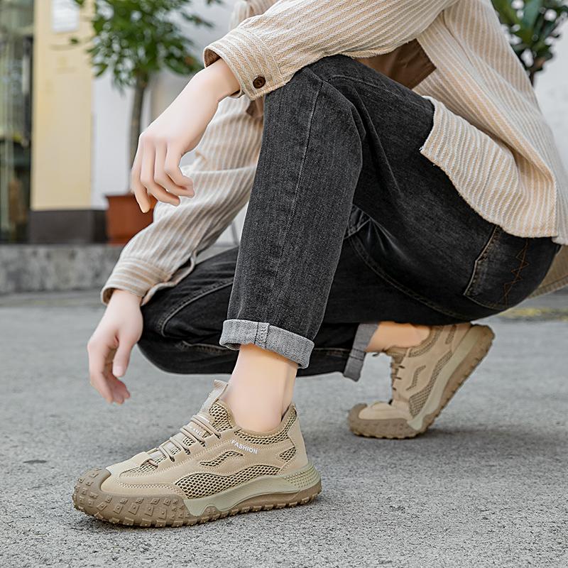 Fashion Training Working Shoes for Men 2025 Breathable Mesh Casual Shoes Summer Anti Slip Wear-resistant Hiking Shoes Running Sneakers