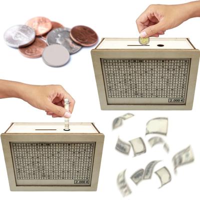 Ahşap Para Kutusu Sayaçlı 500/1000/2000/3000/5000/10000 Euro Kumbara Bozuk Para Nakit Kabı