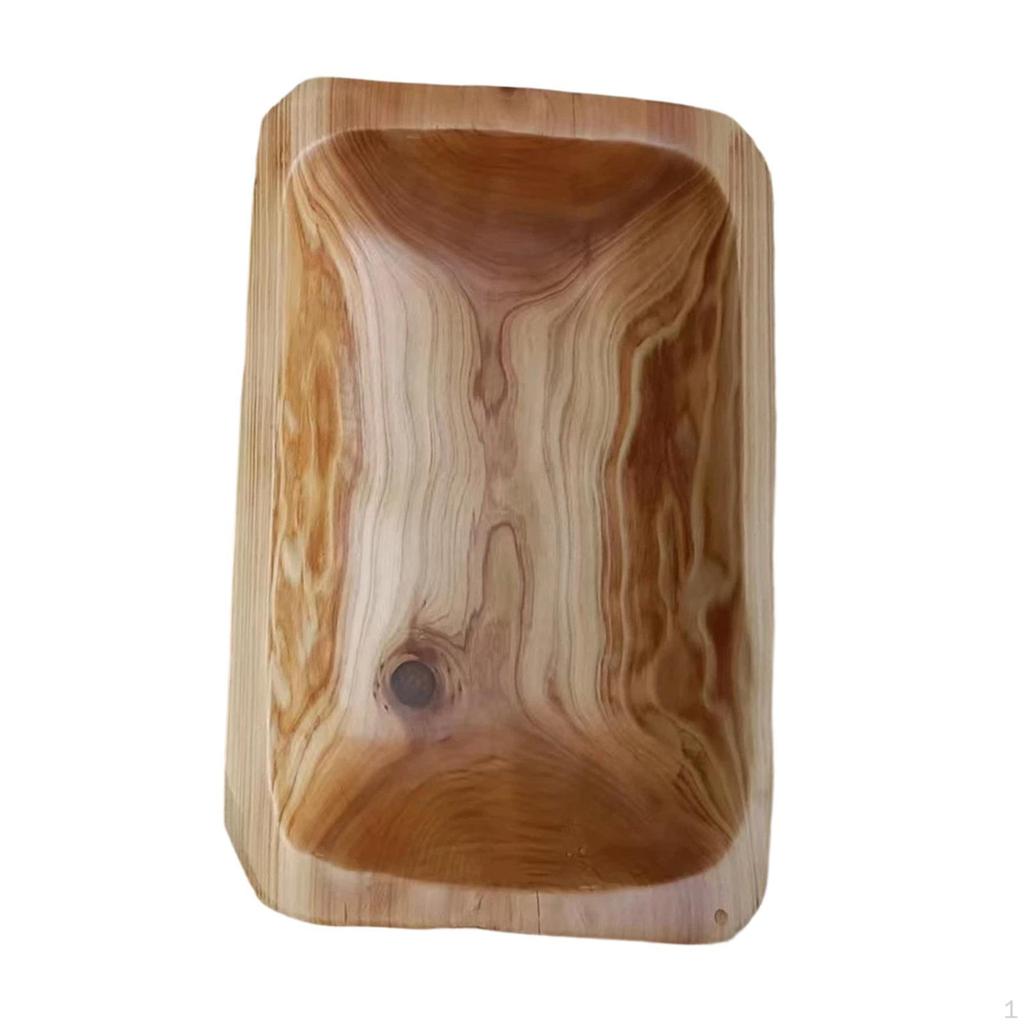 Decorative Rectangular Fruit Bowl, Salad Unique Serving Dish for Home, Made of Wood.