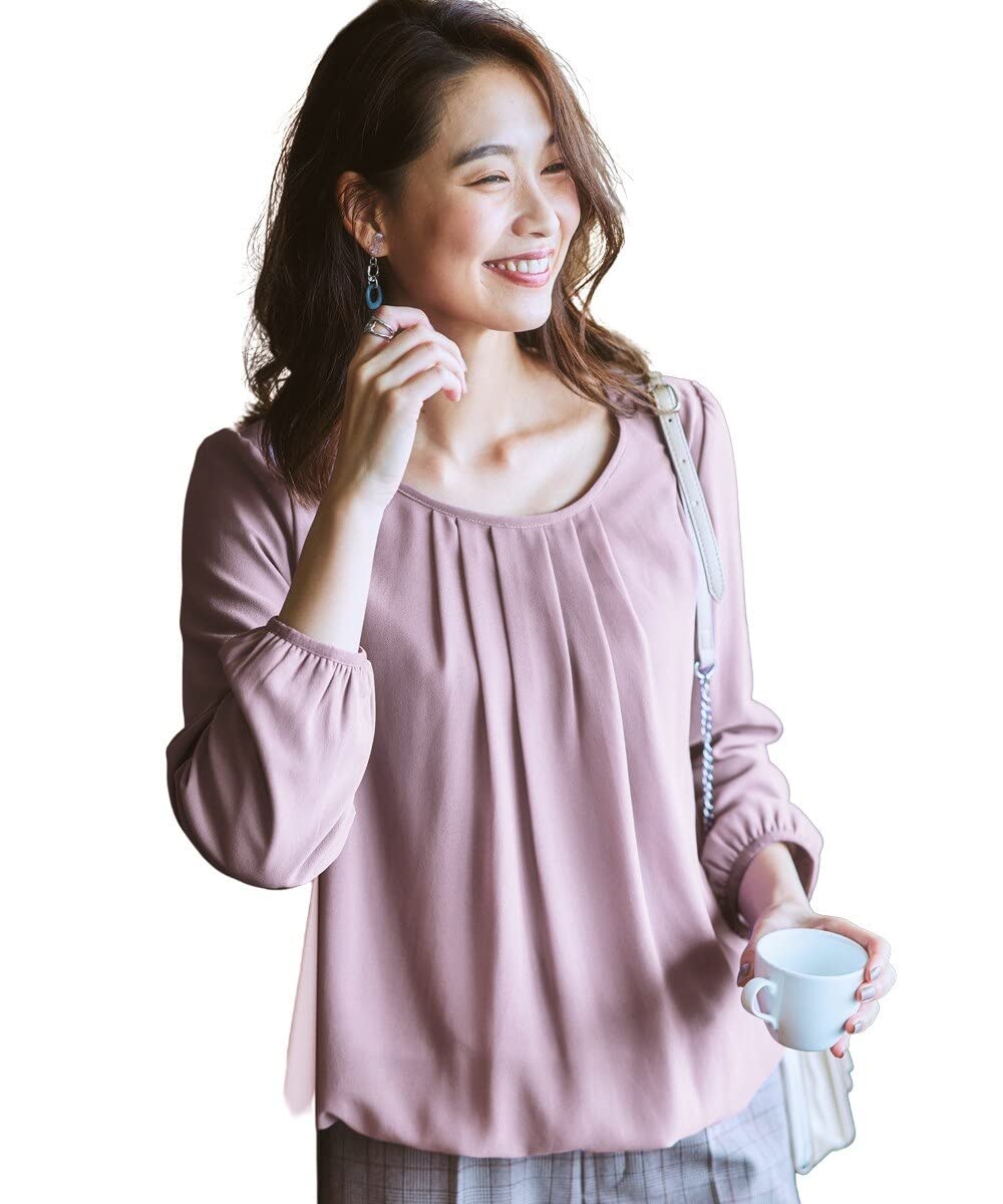 

Nissen Рубашки Блузки Шифон Дымчатый Размер 3L & [Теплая подкладка] Блузка с защипами спереди, Фиолетовый,