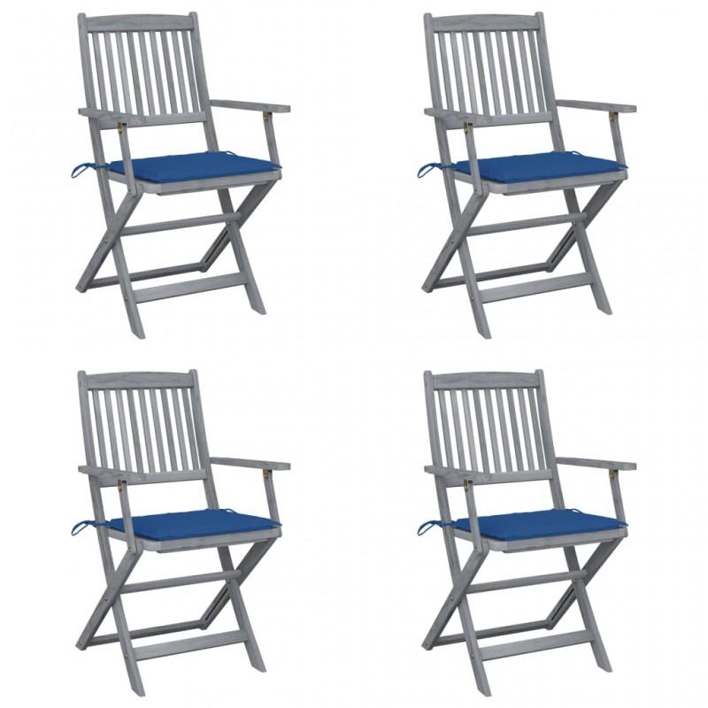 Day and Night - Day and Night Folding Garden Chairs 4 Pcs Cushions Solid Acacia Wood