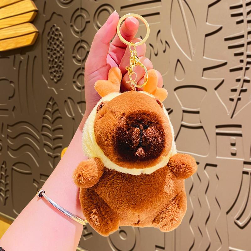 Adorable Capybara Plush Keychain Cute Car Accessory Creative Cartoon Style Gift
