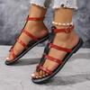 Fashion Women Sandals Ladies Flat Heels Clip-toe Casual Rome Sandals 2025 Summer Cross Narrow Band Ankle Buckle Strap Female Beach Shoes
