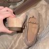 Inner height increase evening shoes autumn new French gentle and thin Mary Jane shallow mouth suede shoes
