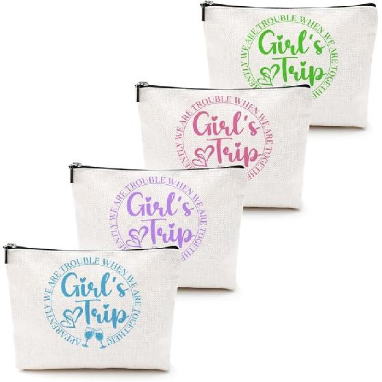 3Pcs Girls Trip Gifts Girls Weekend 2025 Makeup Bag Sisters Trip Gifts Favors Summer Gifts Cosmetic Bag Toiletry Bag Zipper Pouch Weekender Bags for