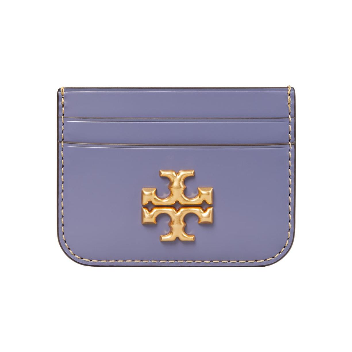 Tory Burch Eleanor Double T Metal Logo Leather Card Holder Women accessories Purple 90314-506 Basic Set (Bag+Dust Bag)