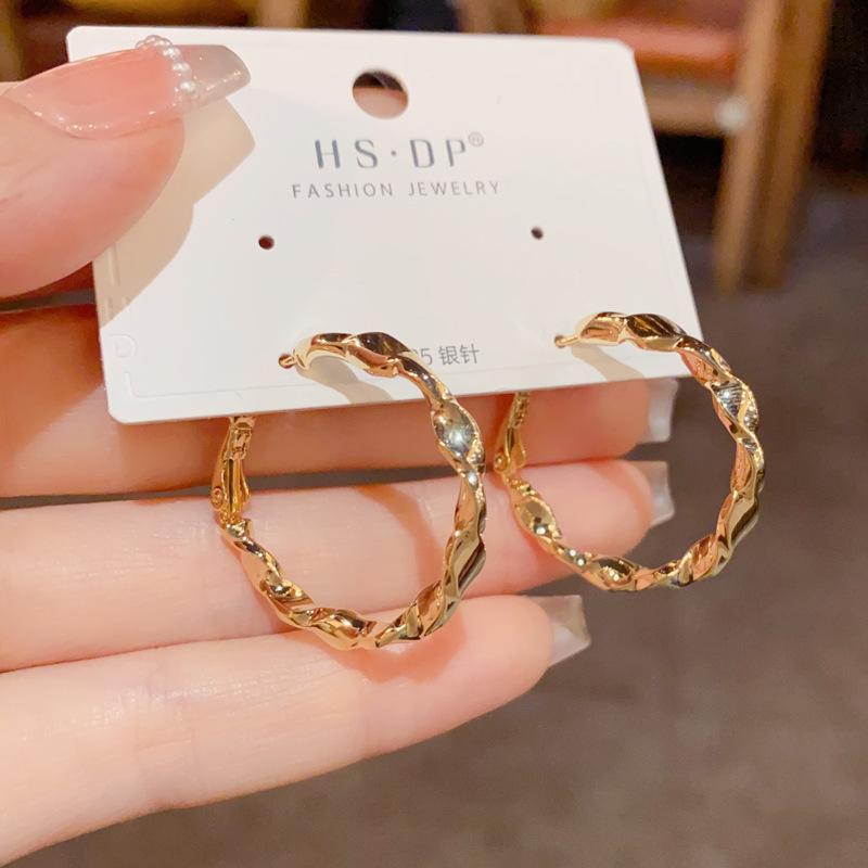 Personalized Fashion Twisted Metal Hoop Earrings For Women Minimalist Light Luxury Jewelry