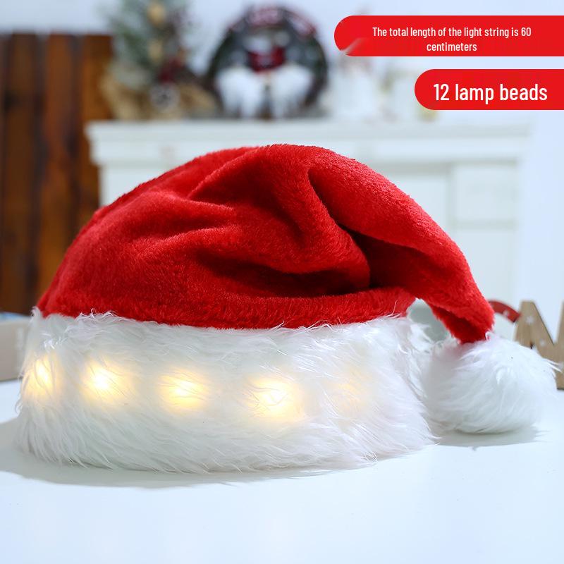 Festive Light-Up Santa Hat for Adults & Kids: Plush, Warm, and Colorful