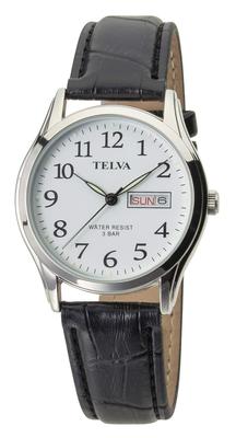 CREPHA TE-AM176-WTS Schwarzes Leder Herren-Datumsanzeige-Uhr