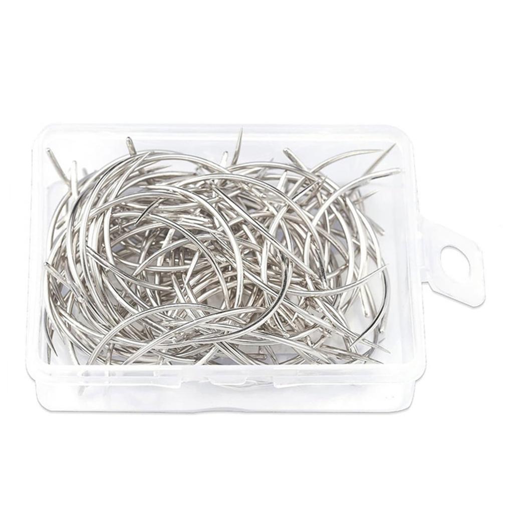 50/100PCS Hair Making Pins Needle Set Hair Pins and C Curved Needle for Wigs Making Blocking Knitting DIY Crafts