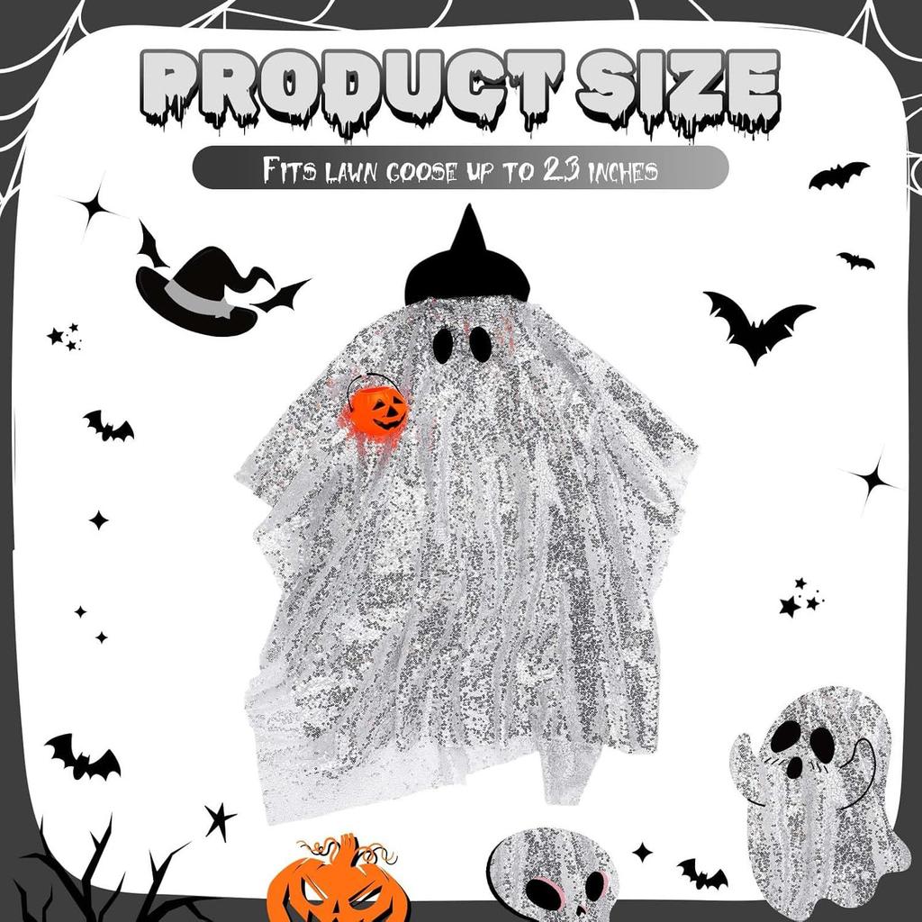 Glowing Ghost Goose Costume Halloween Porch Decoration, Hanging Spirit Yard Ornament for Spooky Party Outdoor Festival Dress-Up