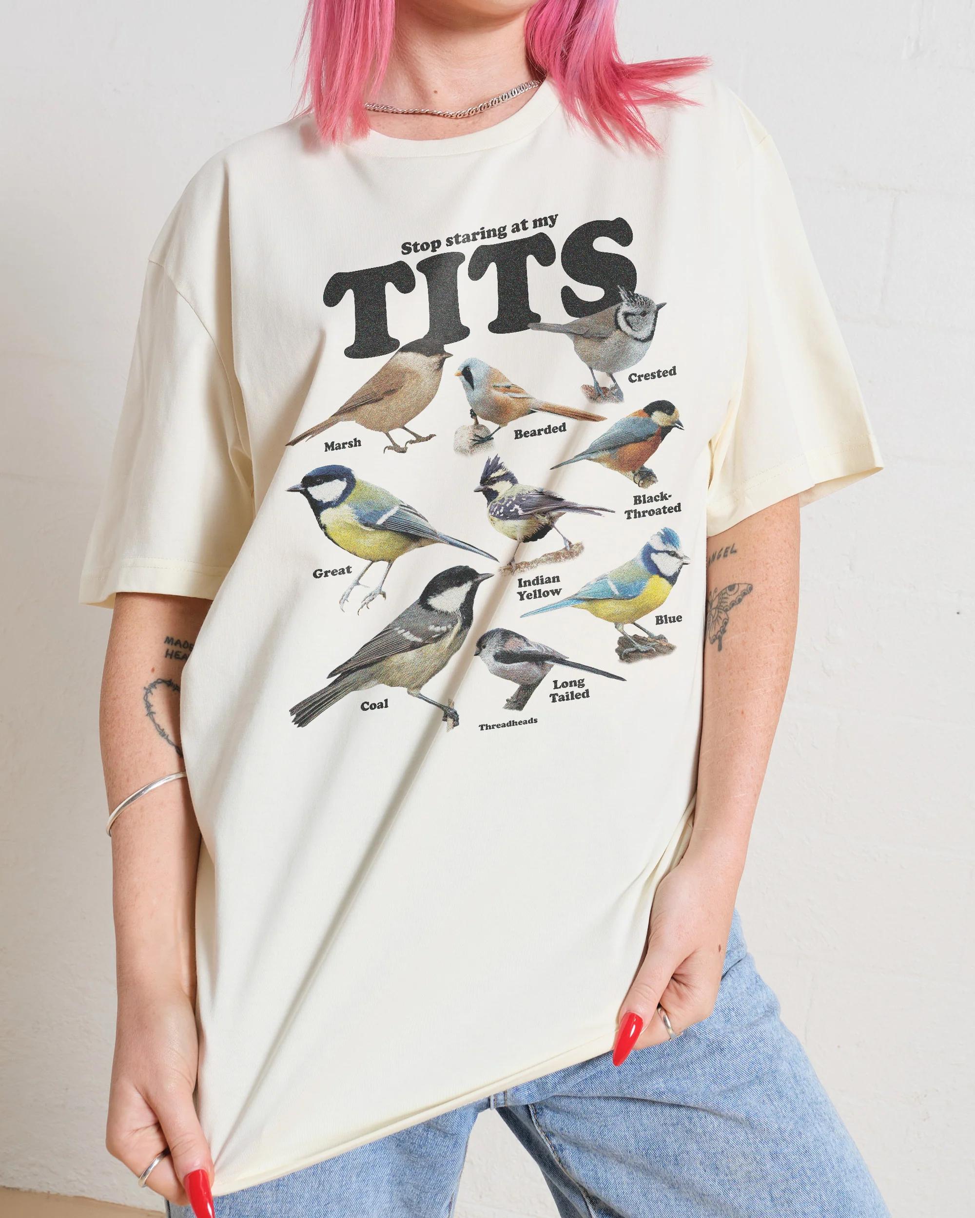 Stop Staring At My Tits Fun Casual TShirt Mens and Womens Luxury Brand Top S