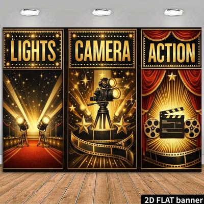 2D Movie Theme Backdrop Vintage Cinema Photography Banner