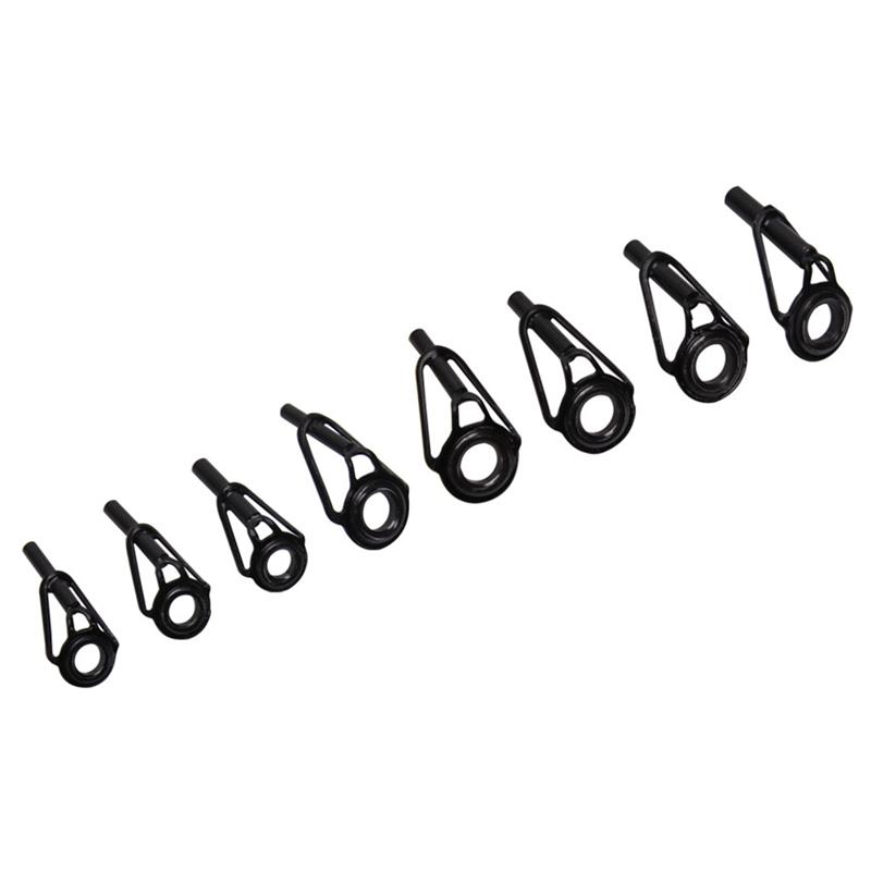 8/16/80 Pièces Guide de Pointe Noire pour Canne à Pêche Spinning Casting Construction Réparation Œillet Anneau de Ligne Cadre en Acier Inoxydable