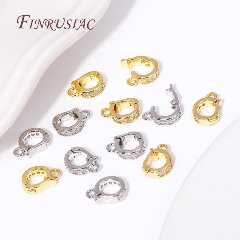 18K Gold Plated Brass With Zircon Hinged Pendant Enhancer Bail Clasps For Jewelry Making Supplies DIY Findings Accessories