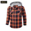 Hooded Flannel Shirt Jackets for Men Long Sleeve Loose Fit Button Down Work Shirts Outwear Men's Casual Plaid Heavyweight Hoodies Shirt With Pockets