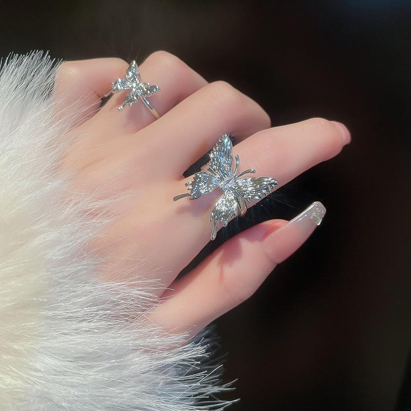 Stacked Ring Women'S New Year'S Tide Niche Design High-End Sense Fashion Personality Bow Open Index Finger Ring