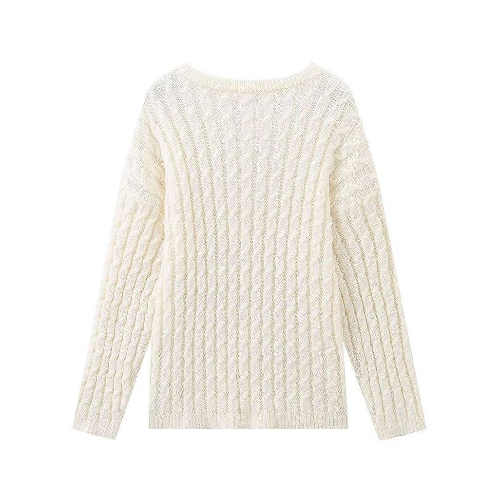 Women's European & American Style Versatile Long-Sleeve Scarf Knit Sweater