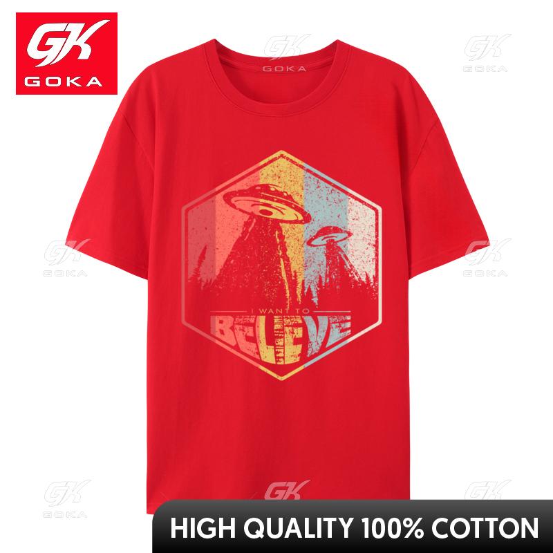 I Want To Believe Alien Flying Saucer Funny Printing Tshirts 2024 Newest Tops Shirts Cotton Unisexs Clothing Shirt S